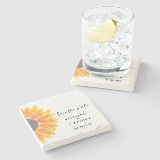 Sunflower Wedding Save the Date Stenen Onderzetter (Zijkant)