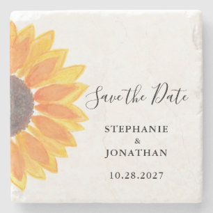 Sunflower Wedding Save the Date Stenen Onderzetter