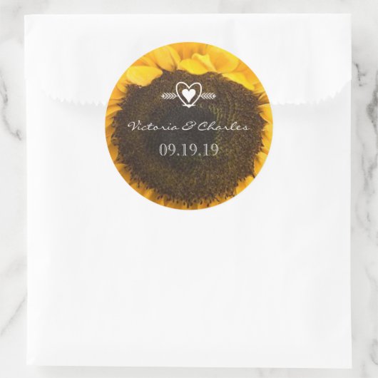 Sunflower Wedding Save the Date Stickers (Tas)