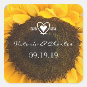 Sunflower Wedding Save the Date Stickers