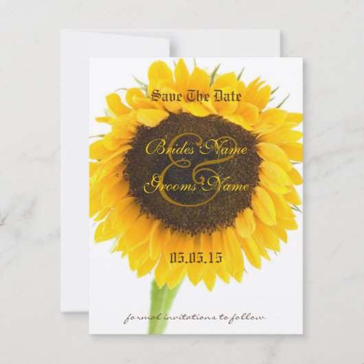 Sunflower Wedding Save the Dates Date (Voorkant)