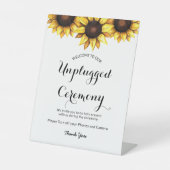 Sunflower Wedding Unplugged Ceremony Reclamebord Met Voetstuk (Voorkant)