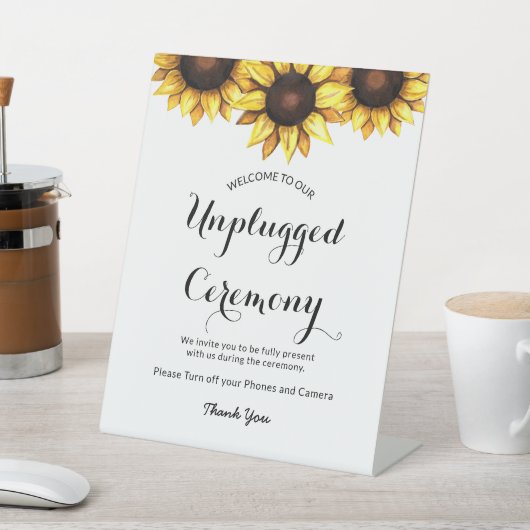 Sunflower Wedding Unplugged Ceremony Reclamebord Met Voetstuk (Insitu)