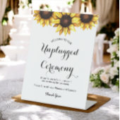 Sunflower Wedding Unplugged Ceremony Reclamebord Met Voetstuk