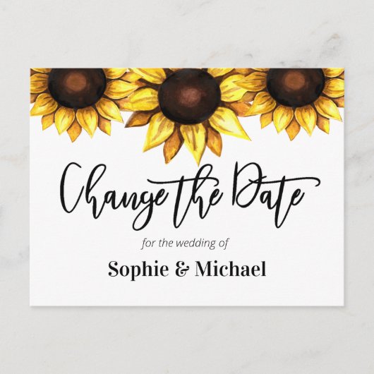 Sunflower Wedding Verandering de Uitnodiging van d (Voorkant)