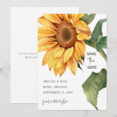 Sunflower Wedding Website Save the Date (Voorkant / Achterkant)