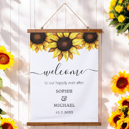 Sunflower Wedding Welcome Floral Hangend Wandkleed