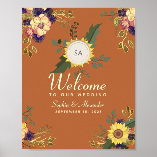 Sunflower Wedding WelkomstPoster Poster (Voorkant)