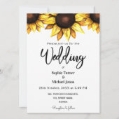 Sunflower Wedding White Yellow Floral Invitation Aankondiging (Voorkant)