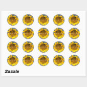 Sunflower Wedding with post wood 1 Ronde Sticker (Vel)