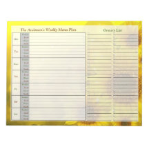 Sunflower Weekly Personalized Menu Plan Notepad