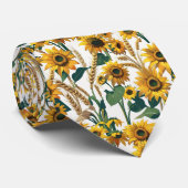 Sunflower & Wheat Seamless Country Pattern Stropdas (Opgerold)