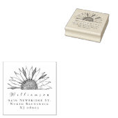 Sunflower Whimsical Name Return Address Rubberstempel (Gestempeld)