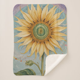 Sunflower Whimsy Sherpa Deken