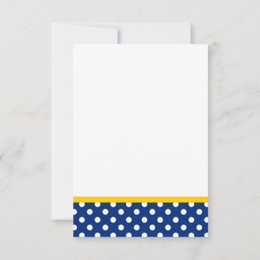Sunflower White en Blue Polka Dot Response Card RSVP Kaartje (Achterkant)