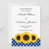 Sunflower White en Blue Polka Dot Save the Date (Voorkant)