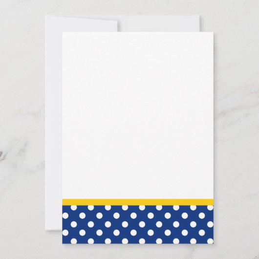 Sunflower White en Blue Polka Dot Save the Date (Achterkant)