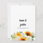 Sunflower & White Rose Floral Wedding 2 Uitnodigin Kaart (Achterkant)