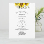 Sunflower white rose rustic wedding menu (Staand voorkant)