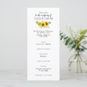 Sunflower white rose watercolor wedding Flat Card (Staand voorkant)