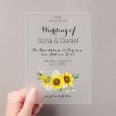 Sunflower white rose wedding Acrylic Invitation Acryl Uitnodigingen (Insitu (Draagbaar))