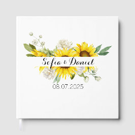 Sunflower white rose wedding white gastenboek