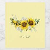 Sunflower white rose wedding yellow wijn etiket (Enkel label)