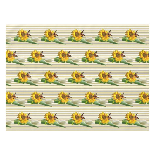 Sunflower White Tulip Butterfly Tablecloth Tafelkleed (Voorkant (Horizontaal))