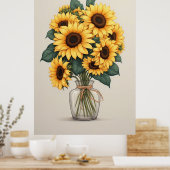 Sunflower Wildflower Botanical Art Poster (Keuken)