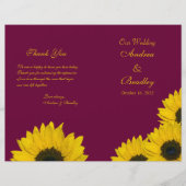 Sunflower Wine Yellow Wedding Programme (Voorkant)