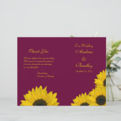 Sunflower Wine Yellow Wedding Programme (Staand voorkant)