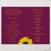 Sunflower Wine Yellow Wedding Programme (Achterkant)