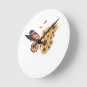 Sunflower Wings Timepiece – Butterfly Nature Wall  Ronde Klok (Hoek)
