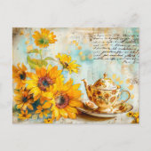 Sunflower with Antique Coffee Pot and Fantasy text Briefkaart (Voorkant)