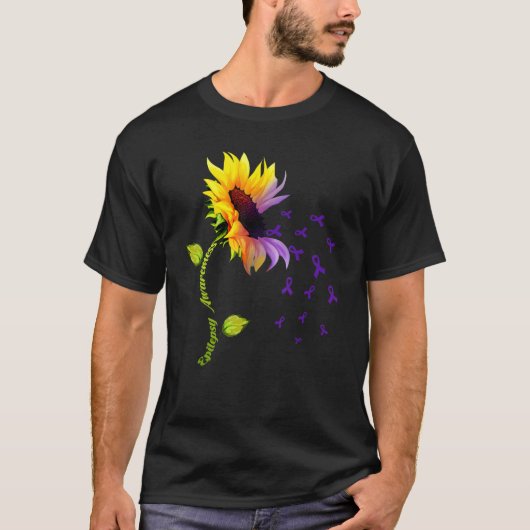 Sunflower With Purple Ribbon Epilepsy Awareness Da T-shirt (Voorkant)
