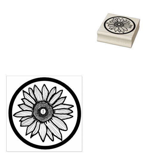 Sunflower Wood Art Stamp Rubberstempel (Gestempeld)