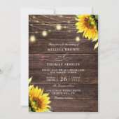 Sunflower Wood & Mason Jar Budget QR Code Wedding Kaart (Voorkant)