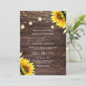 Sunflower Wood & Mason Jar Budget QR Code Wedding Kaart (Staand voorkant)