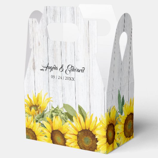Sunflower Wooden Background Wedding for Box Bedankdoosjes (Geopend)
