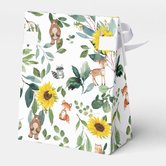 Sunflower Woodland Animals Baby shower Dank u Bedankdoosjes (Achterkant)
