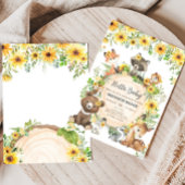 Sunflower Woodland Animals Baby Shower Kaart