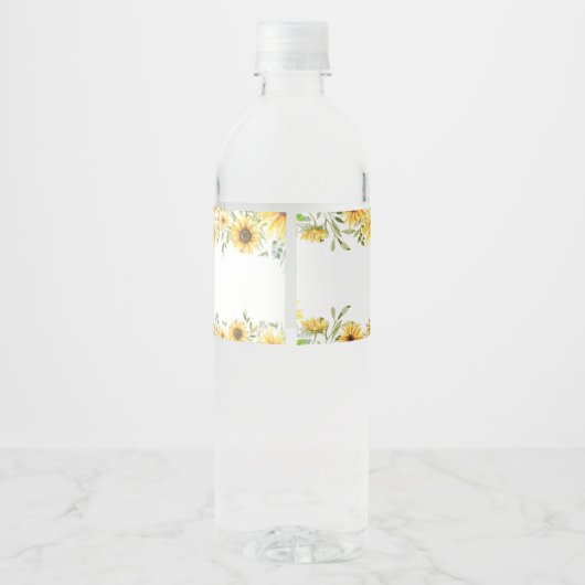 Sunflower Woodland Animals Baby Shower Waterfles Etiket (Achterkant)