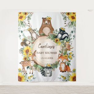 Sunflower Woodland Animals Baby shower Welkom Wandkleed