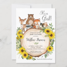 Sunflower Woodland Dieren Baby shower Meisje