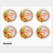Sunflower Wreater Happy Thanksgiving Ronde Sticker (Vel)