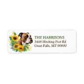 Sunflower Wreath Bulldog retouradres Label (Voorkant)