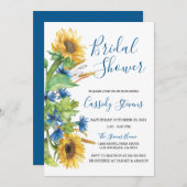 Sunflower Yellow Blue Floral Fall Bridal Shower Kaart (Voorkant / Achterkant)