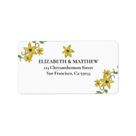 Sunflower Yellow Floral Botanical Hand drawn Oil Etiket