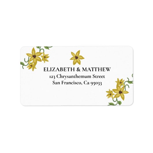 Sunflower Yellow Floral Botanical Hand drawn Oil Etiket (Voorkant)