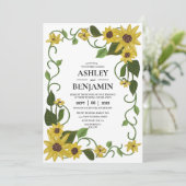 Sunflower Yellow Floral Botanical Hand drawn Oil  Kaart (Staand voorkant)